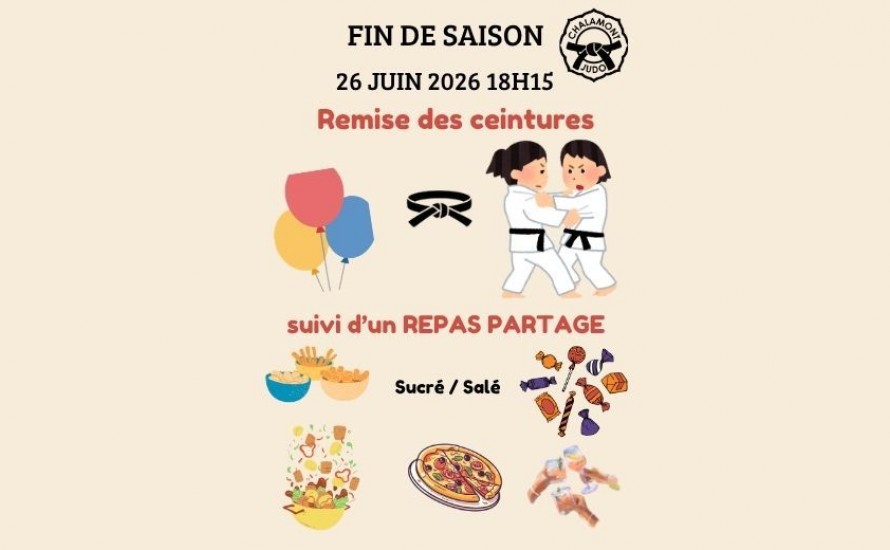 FIN DE SAISON - REMISE DES CEINTURES - REPAS PARTAGE